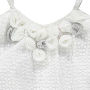 Robe à bretelles en tissu jacquard avec roses cousues 