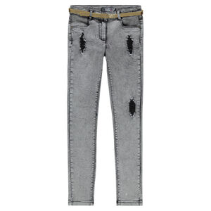 Junior - Jeans skinny effet used à ceinture dorée  Main Junior - Jeans skinny effet used à ceinture dorée