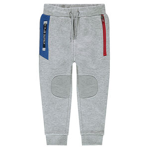 Pantalón de chándal de felpa con bolsillos con cremallera en contraste 
