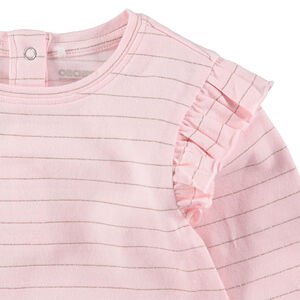 Camiseta de manga larga de punto con finas rayas doradas  Main Camiseta de manga larga de punto con finas rayas doradas