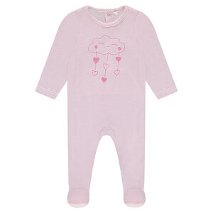 Pijama de terciopelo con nube y corazones estampados 