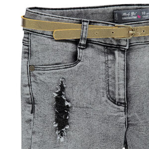 Junior - Jeans skinny effet used à ceinture dorée  Main Junior - Jeans skinny effet used à ceinture dorée