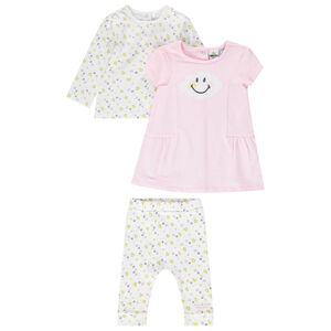 Conjunto de camiseta, leggings y vestido sin mangas con estampados de Smiley 
