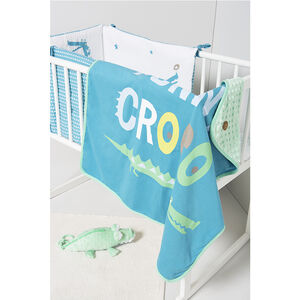 Manta de punto y borreguillo con estampado de cocodrilo 