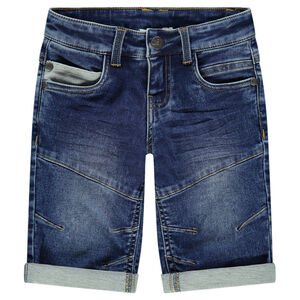 Bermudas vaqueras con efecto desgastado y arrugado con bolsillos 