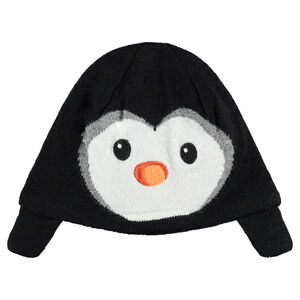 Gorro de punto con dibujo de pinguino de terciopelo y forro de terciopelo 