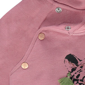 Sudadera de felpa con capucha, tigre estampado e inscripción bordada 