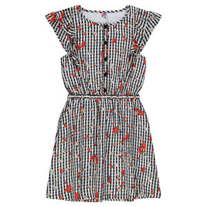 Júnior - Vestido de flores con estampado de vichy 