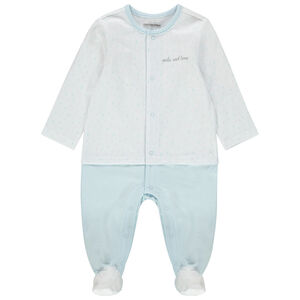 Pelele en algodon bio à estampados placés y inscripcion  