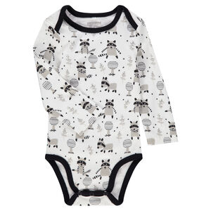 Body de manga larga de interlock con mapaches estampados 