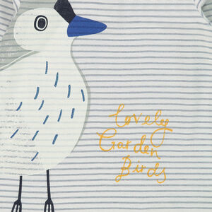 Camiseta interior con cuello enrollado con estampado de pájaro 