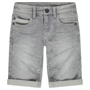 Bermudas vaqueras con efecto desgastado y arrugado con bolsillos 