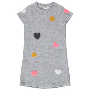 Vestido de manga corta de punto con corazones que contrastan  Main Vestido de manga corta de punto con corazones que contrastan