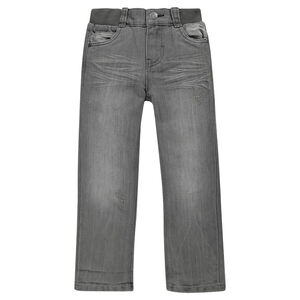 Jeans de corte recto efecto usado cintura elástica 
