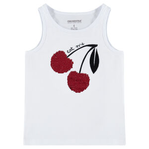 Camiseta lisa con cerezas de lentejuelas mágicas  Main Camiseta lisa con cerezas de lentejuelas mágicas