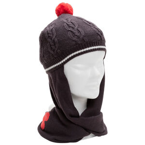 Gorro de bufanda de punto con pompón y corazón de jacquard 