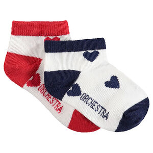 Juego de 2 pares de calcetines variados con corazones de jacquard 