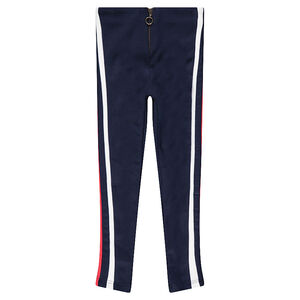 Leggings de milano con bandas que contrastan y cremallera 