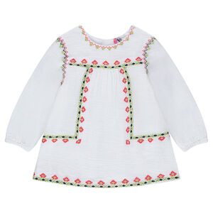 Túnica de algodón con bordados de flores 