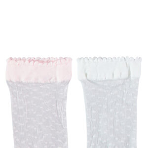 Pack de 2 pares de calcetines finos plumeti rosas y blancos 
