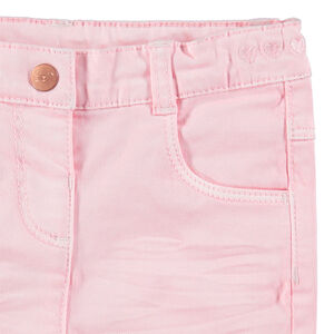 Pantalón slim de algodón teñido con efecto crinkle con corazones bordados en la cintura 