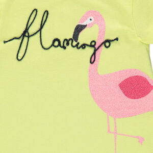 Camiseta de manga corta con estampado de flamenco rosa brillante 