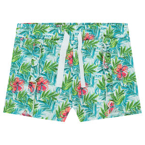 Pantalón corto de algodón con estampado de fantasía all over 