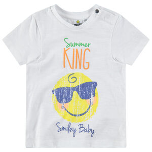 Camiseta de manga corta con ©Smiley con efecto arrugado 
