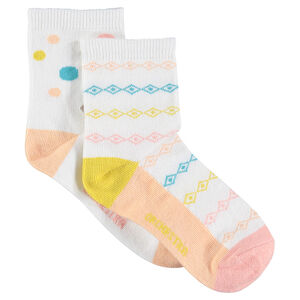 Juego de 2 pares de calcetines variados con lunares y motivos étnicos de jacquard  Main Juego de 2 pares de calcetines variados con lunares y motivos étnicos de jacquard