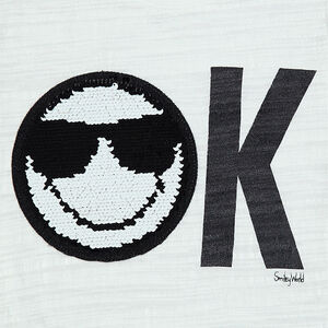 Camiseta de manga corta de punto con dibujo de ©Smiley de lentejuelas mágicas 