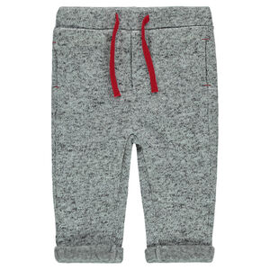 Pantalón de tejido polar jaspeado con cordones en contraste 