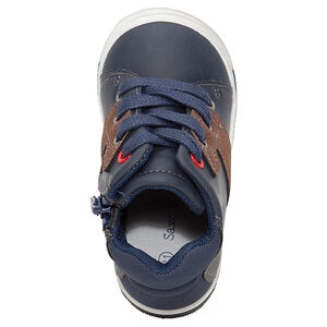 Botines efecto cuero liso con cordones y cremallera 