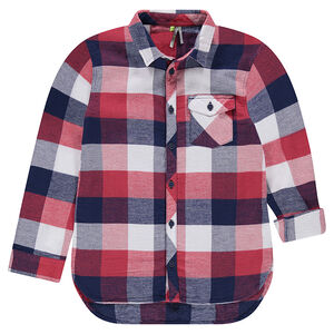 Júnior - Camisa de manga larga a cuadros con bolsillo 