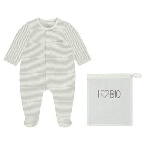 Mono de dormir de algodón con rayas 