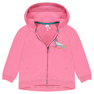 Chaqueta con capucha de felpa con bordados y lentejuelas 