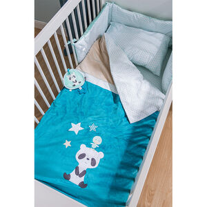 Lote de funda nórdica y funda para almohada con pandas con bordado 