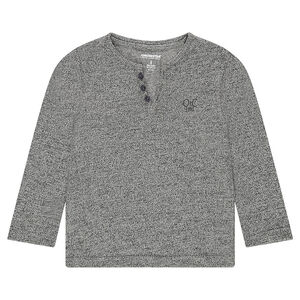 Júnior - Camiseta de manga larga de punto asargado con logo bordado 