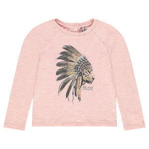 Sudadera de felpa jaspeada con estampado de fantasía 