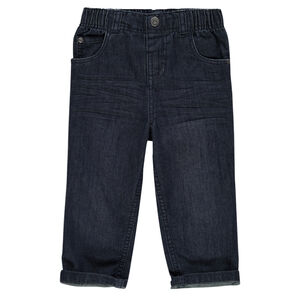 Jeans de corte recto efecto usado y efecto crinkle 