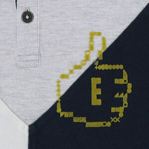 Polo de manga larga tricolor con mano estampada 