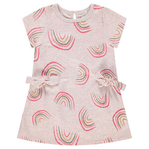 Vestido de manga corta de punto con arcoíris estampados all over 