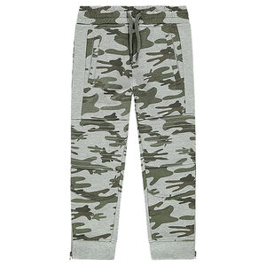Pantalón de chándal de felpa bicolor con cortes 