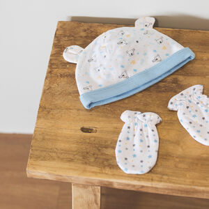 Set de gorro de punto con estampado de koala con manoplas de punto y estrellas estampadas 