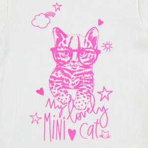 Camiseta interior con cuello vuelto con gato rosa estampado  Main Camiseta interior con cuello vuelto con gato rosa estampado