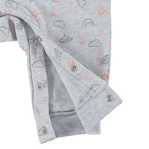 Mono de algodón con estampado de fantasía all over y nube bordada 