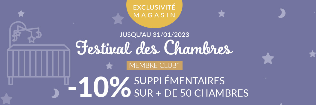 Festival des chambres ! 10% supplémentaires sur + de 50 chambres MEMBRE CLUB