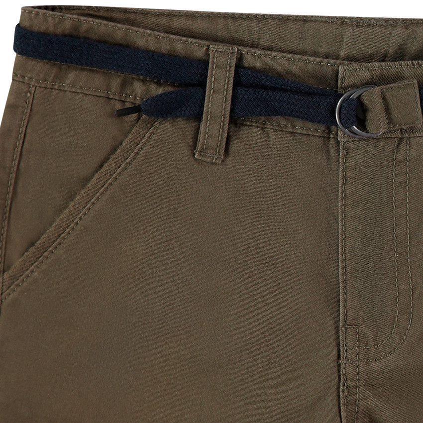 Bermudas de algodón lisas con cinturón ajustable 