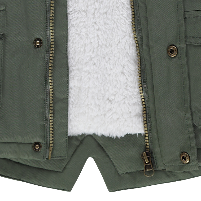 Parka de sarga con capucha desmontable forrada de sherpa 