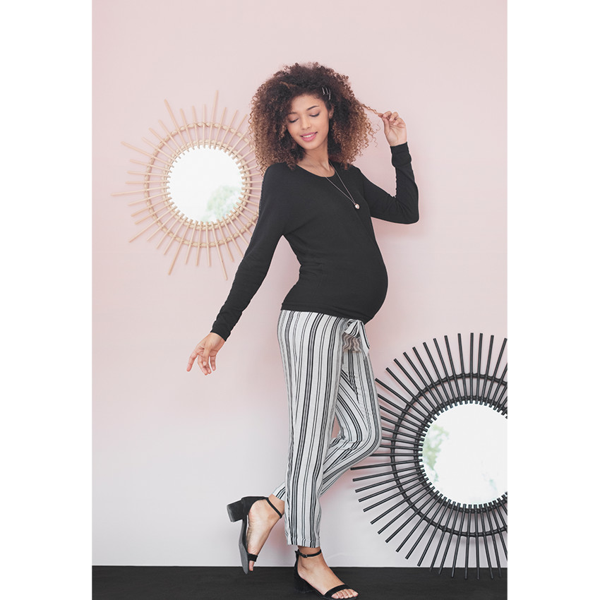 Pantalón de premamá 7/8 con rayas verticales 