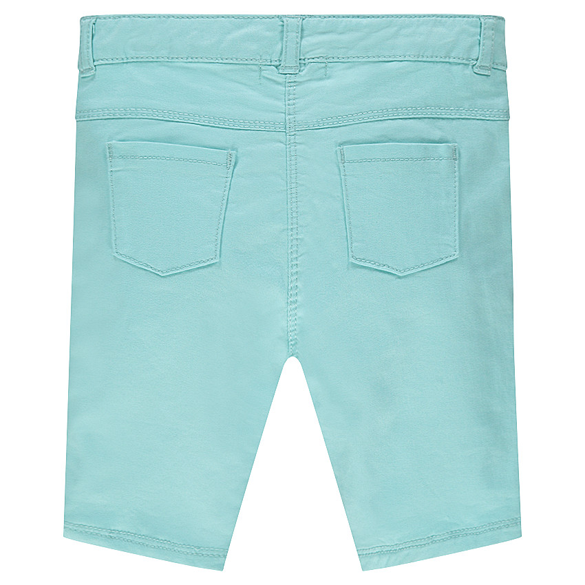 Pantalón de algodón azul con bolsillos con volantes 